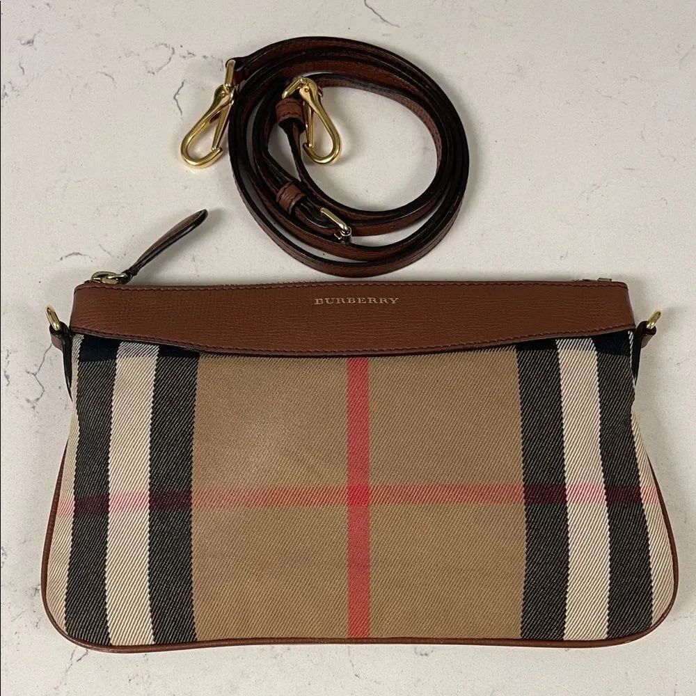 BURBERRY Brown House Check Peyton Convertible Clutch